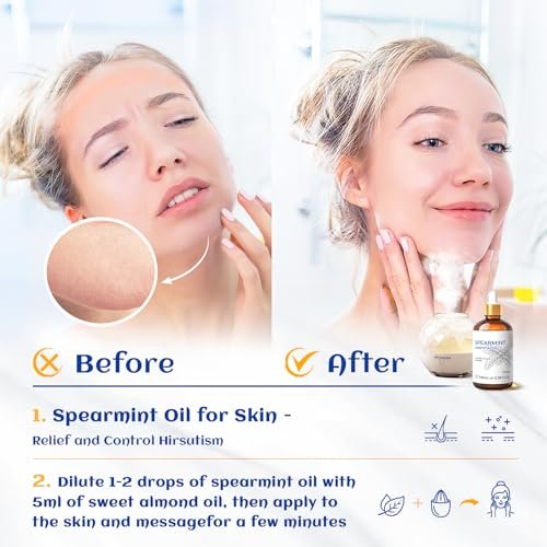 HIQILI 100 ml Pfefferminzöl für Hautpflege, Gesichtspflege – kann Lotionen und Cremes beigemischt werden – 100 % rein natürlich, Behandlungsqualität – 3,38 Fl Oz