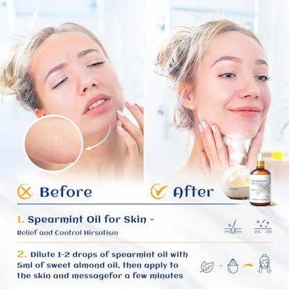 HIQILI 100 ml Pfefferminzöl für Hautpflege, Gesichtspflege – kann Lotionen und Cremes beigemischt werden – 100 % rein natürlich, Behandlungsqualität – 3,38 Fl Oz