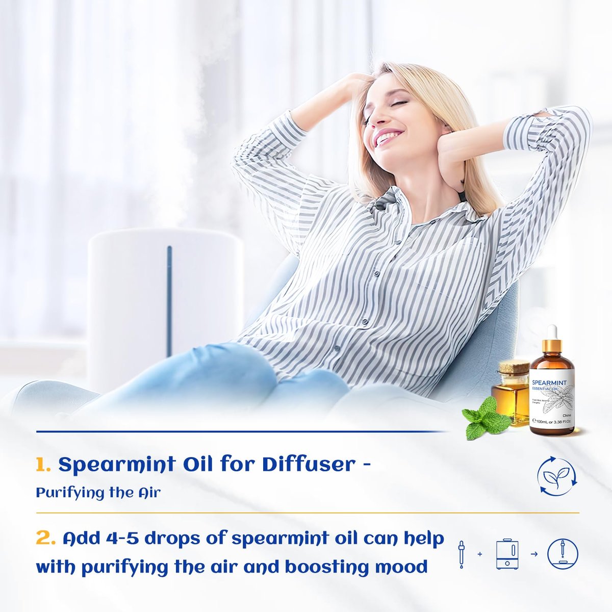 HIQILI 100 ml Pfefferminzöl für Hautpflege, Gesichtspflege – kann Lotionen und Cremes beigemischt werden – 100 % rein natürlich, Behandlungsqualität – 3,38 Fl Oz