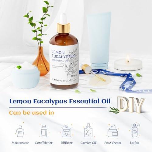 HIQILI Zitronen-Eukalyptusöl, für Spray, Diffuser, Innen, Außen, Garten, Hof, 100% rein natürlich - 100 ml