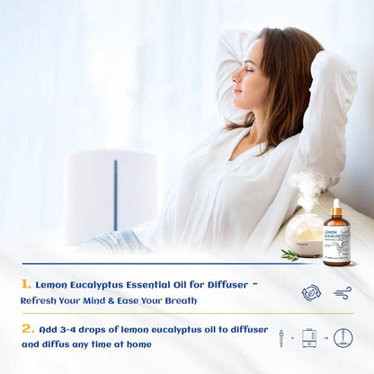 HIQILI Zitronen-Eukalyptusöl, für Spray, Diffuser, Innen, Außen, Garten, Hof, 100% rein natürlich - 100 ml