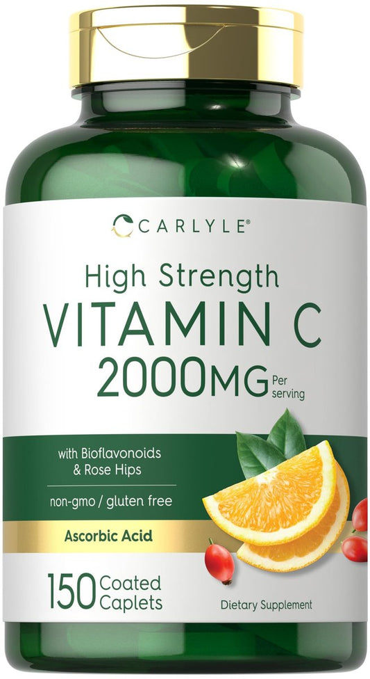 Carlyle Vitamin C 2000mg mit Hagebutte – 150 Tabletten, Vegetarisch, Non-GMO, Glutenfrei