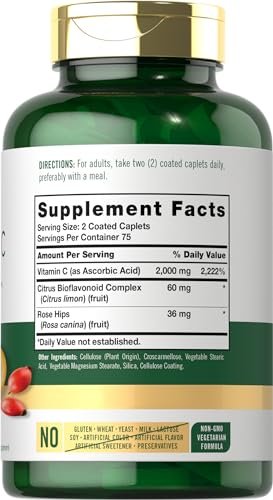 Carlyle Vitamin C 2000mg mit Hagebutte – 150 Tabletten, Vegetarisch, Non-GMO, Glutenfrei