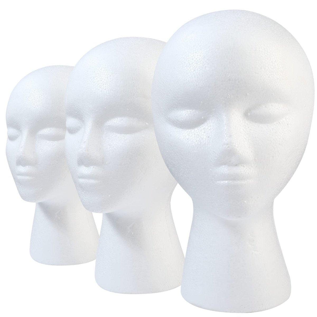 GliSun 3er Set Schaumstoff-Perückenkopf, Styropor-Manikürekopf mit weiblichem Gesicht für vielseitige Perücken-Ausstellungsständer, Model, Maske, Hut-Präsentationsständer, Kunstmalerei
