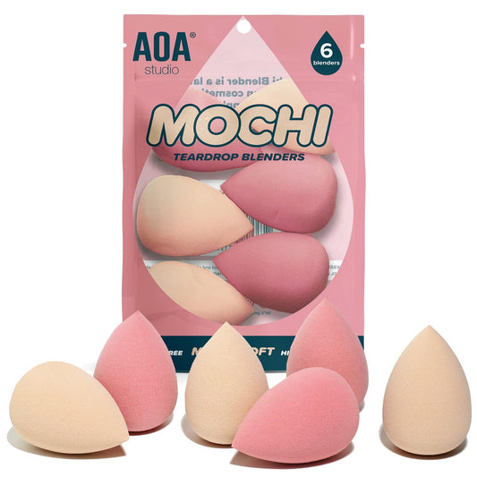 AOA Studio Collection Makeup Mochi Schwamm Set – 6 Latexfreie Make-up Schwämme für Puder, Creme & Flüssig Make-up