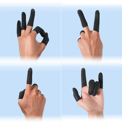 Lauwell 400 Stück Einweg-Latex-Fingerlinge, schwarze Fingerspitzen-Schutzhandschuhe für Industrie, Schönheit und mehr, 2,4 x 0,8 Zoll