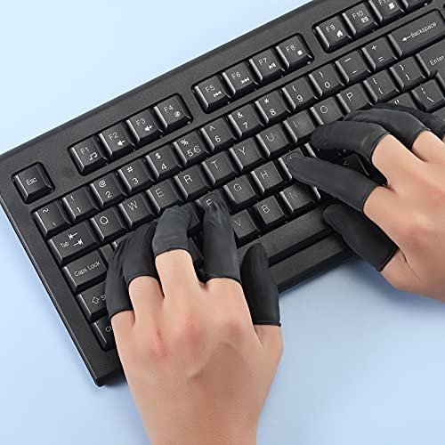 Lauwell 400 Stück Einweg-Latex-Fingerlinge, schwarze Fingerspitzen-Schutzhandschuhe für Industrie, Schönheit und mehr, 2,4 x 0,8 Zoll