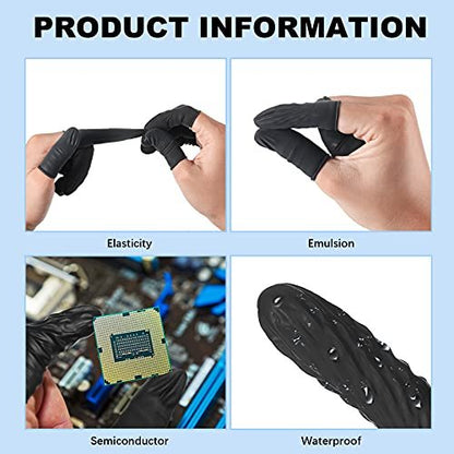 Lauwell 400 Stück Einweg-Latex-Fingerlinge, schwarze Fingerspitzen-Schutzhandschuhe für Industrie, Schönheit und mehr, 2,4 x 0,8 Zoll