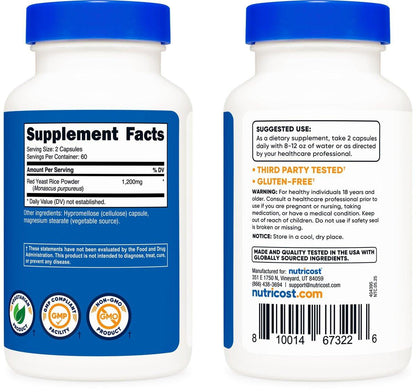Nutricost Roter Reis 1200 mg, 120 Kapseln – 60 Portionen, pflanzliche Kapseln, Nicht-GVO, Glutenfrei