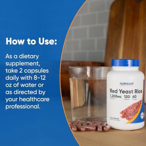 Nutricost Roter Reis 1200 mg, 120 Kapseln – 60 Portionen, pflanzliche Kapseln, Nicht-GVO, Glutenfrei