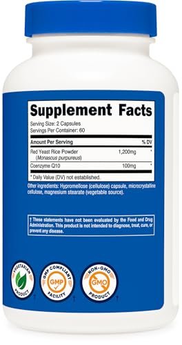 Nutricost Roter Reis mit CoQ10 1300 mg, 120 Kapseln, 60 Portionen - Non-GMO, Glutenfrei