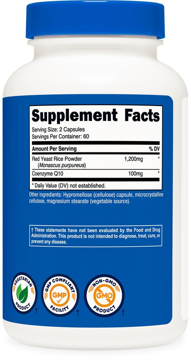 Nutricost Roter Reis mit CoQ10 1300 mg, 120 Kapseln, 60 Portionen - Non-GMO, Glutenfrei