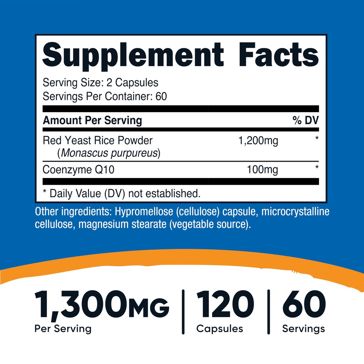 Nutricost Roter Reis mit CoQ10 1300 mg, 120 Kapseln, 60 Portionen - Non-GMO, Glutenfrei