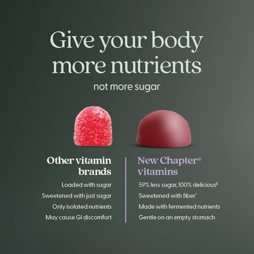 New Chapter Frauen Multivitamin Gummis – 59 % weniger Zucker, mit Vitamin C, D3 & Zink, ohne Gentechnik, glutenfrei, Beeren-Zitrus-Geschmack, 75 Stück