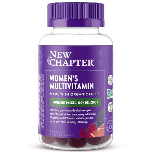 New Chapter Frauen Multivitamin Gummis – 59 % weniger Zucker, mit Vitamin C, D3 & Zink, ohne Gentechnik, glutenfrei, Beeren-Zitrus-Geschmack, 75 Stück