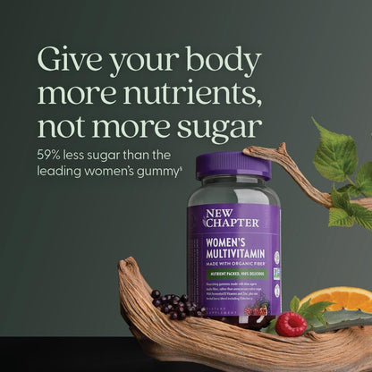 New Chapter Frauen Multivitamin Gummis – 59 % weniger Zucker, mit Vitamin C, D3 & Zink, ohne Gentechnik, glutenfrei, Beeren-Zitrus-Geschmack, 75 Stück