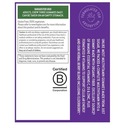 New Chapter Frauen Multivitamin Gummis – 59 % weniger Zucker, mit Vitamin C, D3 & Zink, ohne Gentechnik, glutenfrei, Beeren-Zitrus-Geschmack, 75 Stück