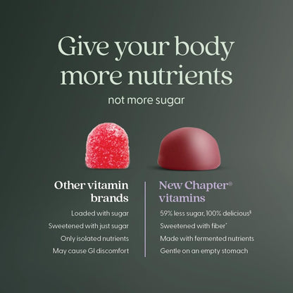 New Chapter Frauen Multivitamin Gummis – 59 % weniger Zucker, mit Vitamin C, D3 & Zink, ohne Gentechnik, glutenfrei, Beeren-Zitrus-Geschmack, 75 Stück