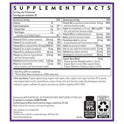 New Chapter Frauen Multivitamin Gummis – 59 % weniger Zucker, mit Vitamin C, D3 & Zink, ohne Gentechnik, glutenfrei, Beeren-Zitrus-Geschmack, 75 Stück