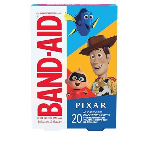 Band-Aid Markenpflaster für kleine Schnitte und Schrammen mit Disney/Pixar Motiven, bunte Pflaster für Kinder, gemischte Größen, 20 Stück