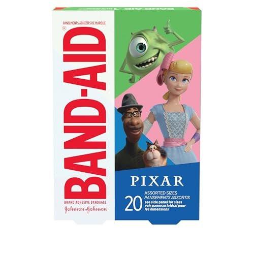 Band-Aid Markenpflaster für kleine Schnitte und Schrammen mit Disney/Pixar Motiven, bunte Pflaster für Kinder, gemischte Größen, 20 Stück