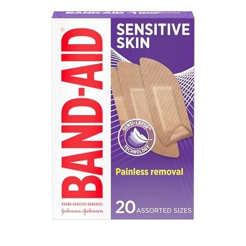 BAND-AID® Sensitive Haut Pflaster – Hypoallergene Wundversorgung für empfindliche Haut, schmerzloses Entfernen, wasserfest, steril, 20 Stück
