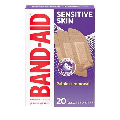 BAND-AID® Sensitive Haut Pflaster – Hypoallergene Wundversorgung für empfindliche Haut, schmerzloses Entfernen, wasserfest, steril, 20 Stück