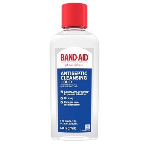 Band-Aid Antiseptische Reinigungslösung, Erste-Hilfe-Wundreiniger mit Benzalkoniumchlorid und Lidocain, 180 ml