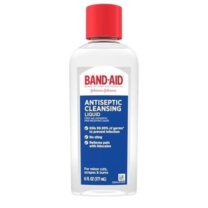 Band-Aid Antiseptische Reinigungslösung, Erste-Hilfe-Wundreiniger mit Benzalkoniumchlorid und Lidocain, 180 ml