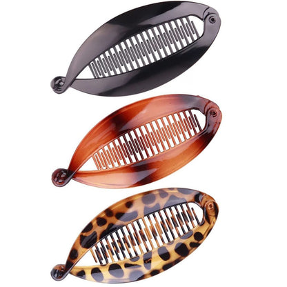 Youme Doppelter Bananen-Haarklip – Vintage Haarspange für dickes, feines und lockiges Haar – Set mit 2 großen Clips (Schwarz + Braun)