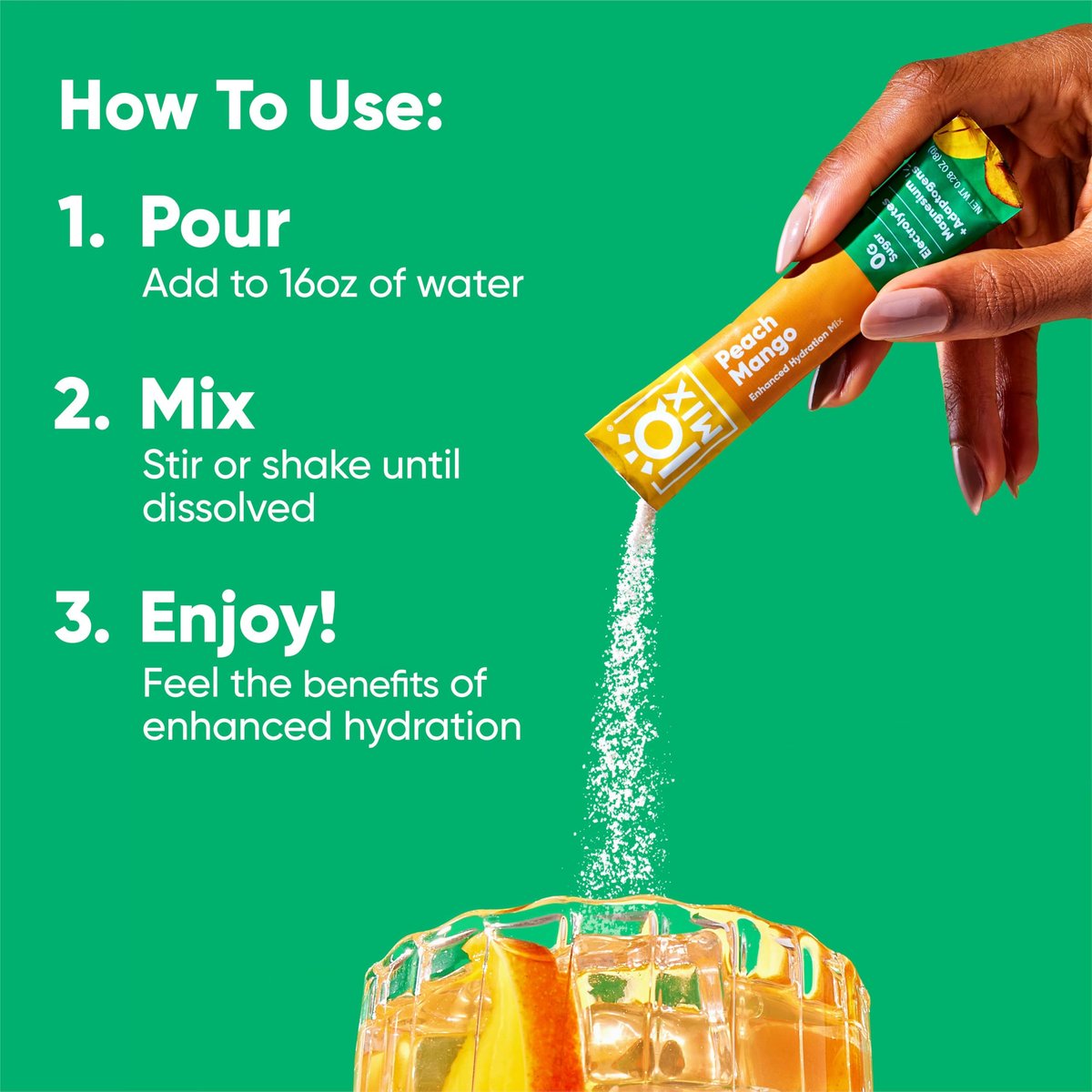IQMIX Hydration Electrolyte Pulver – 4-in-1 Formel für Hydration, geistige Klarheit, Stimmung und Erholung – Zuckerfreies Getränkepulver, Keto, Magnesium-L-Threonat, Löwenmähne – 20 Portionen Pfirsich Mango
