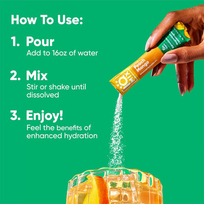 IQMIX Hydration Electrolyte Pulver – 4-in-1 Formel für Hydration, geistige Klarheit, Stimmung und Erholung – Zuckerfreies Getränkepulver, Keto, Magnesium-L-Threonat, Löwenmähne – 20 Portionen Pfirsich Mango