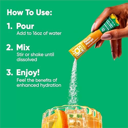 IQMIX Hydration Electrolyte Pulver – 4-in-1 Formel für Hydration, geistige Klarheit, Stimmung und Erholung – Zuckerfreies Getränkepulver, Keto, Magnesium-L-Threonat, Löwenmähne – 20 Portionen Pfirsich Mango