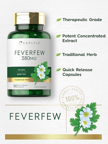 Carlyle Feverfew Kapseln | 180 Stück | Traditionelles Kräuterextrakt | Non-GMO, Glutenfrei