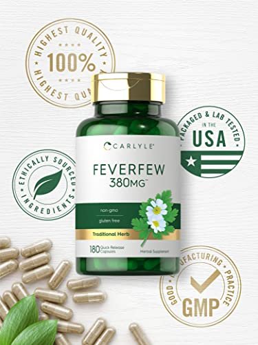 Carlyle Feverfew Kapseln | 180 Stück | Traditionelles Kräuterextrakt | Non-GMO, Glutenfrei