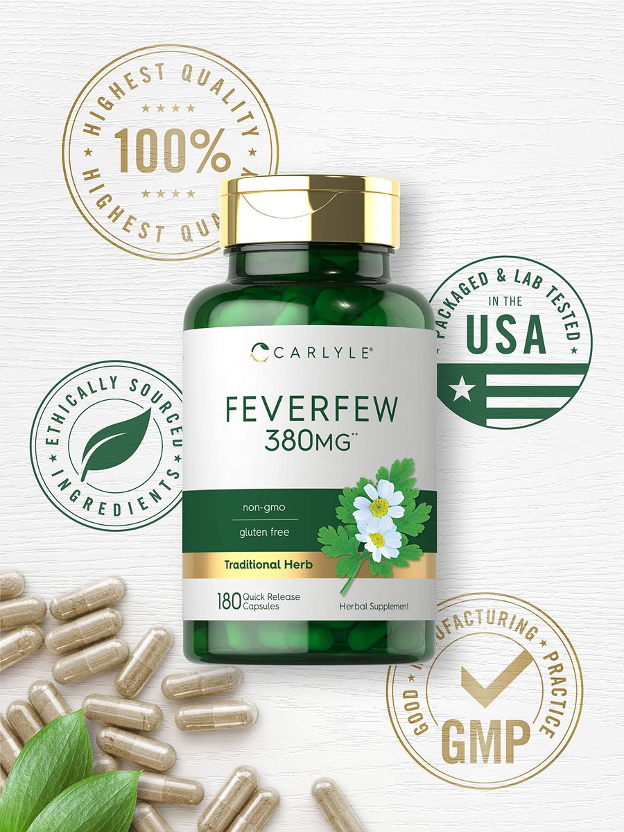 Carlyle Feverfew Kapseln | 180 Stück | Traditionelles Kräuterextrakt | Non-GMO, Glutenfrei