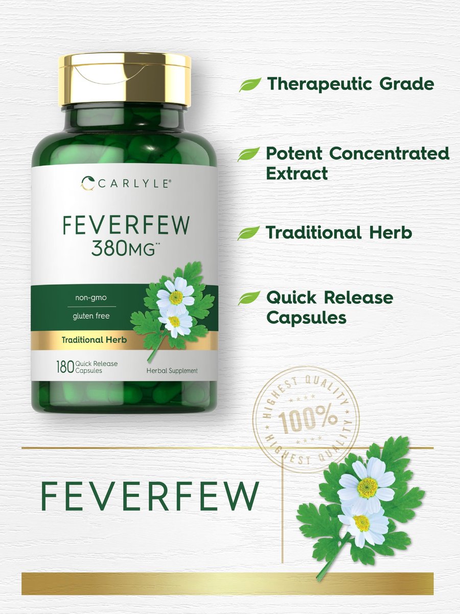 Carlyle Feverfew Kapseln | 180 Stück | Traditionelles Kräuterextrakt | Non-GMO, Glutenfrei