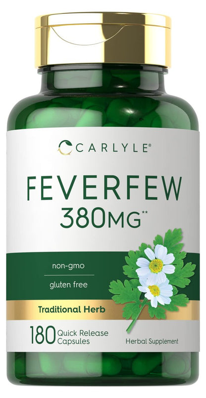 Carlyle Feverfew Kapseln | 180 Stück | Traditionelles Kräuterextrakt | Non-GMO, Glutenfrei
