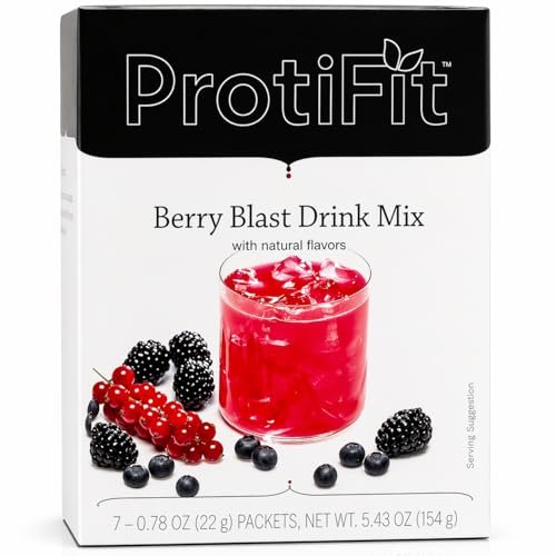ProtiFit High Protein Fruchtgetränkepulver – Berry Blast, 15g Protein, Zuckerfrei, Kalorienarm, 7 Portionen