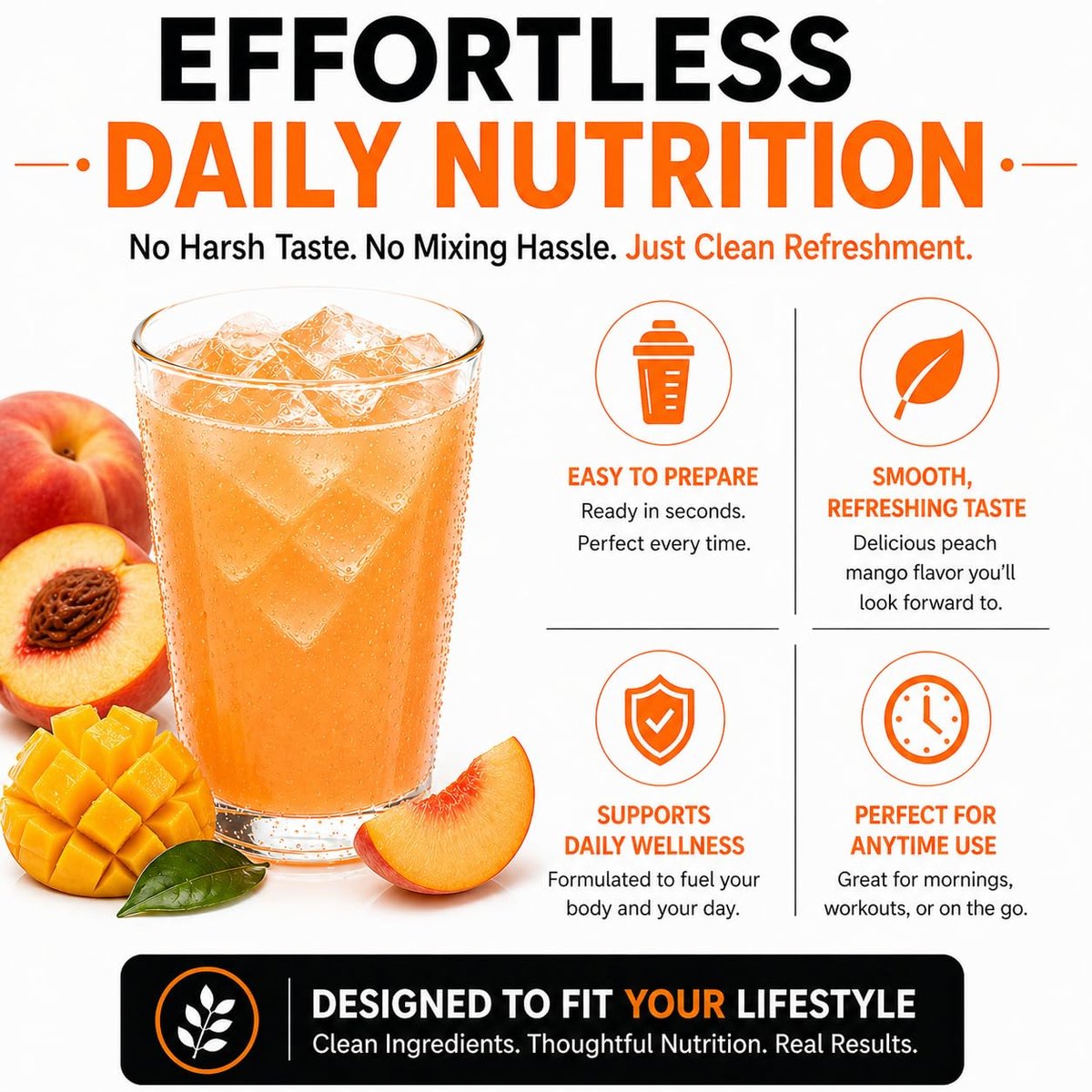 PROTIFIT High Protein Fruchtgetränk-Pulver Pfirsich Mango – 15g Protein, Zuckerfrei, Kalorienarm, 7 Portionen