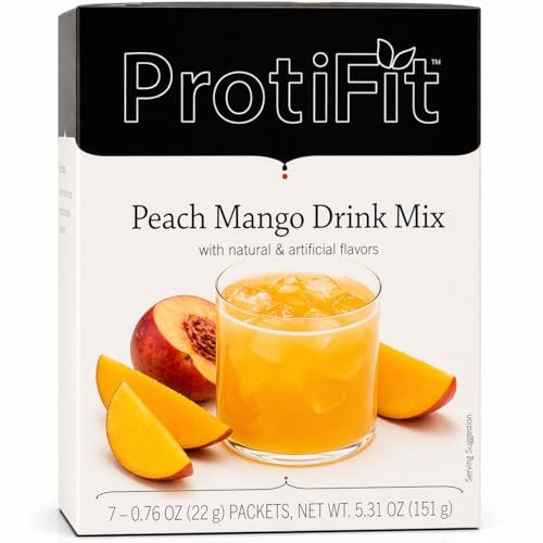 PROTIFIT High Protein Fruchtgetränk-Pulver Pfirsich Mango – 15g Protein, Zuckerfrei, Kalorienarm, 7 Portionen