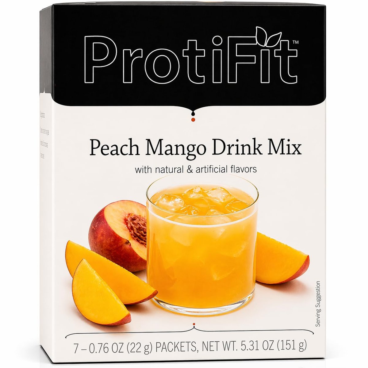 PROTIFIT High Protein Fruchtgetränk-Pulver Pfirsich Mango – 15g Protein, Zuckerfrei, Kalorienarm, 7 Portionen