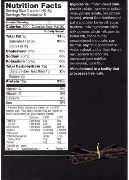 PROTIFIT High Protein Wafer Bar Vanille – 15g Protein, Low Carb, Low Fat, 5 Riegel pro Packung