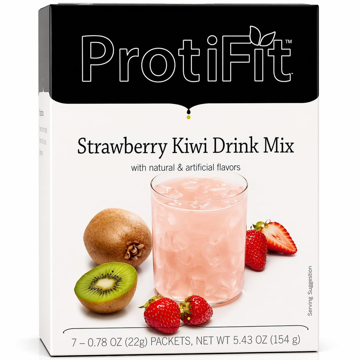 PROTIFIT - High Protein Fruchtgetränkepulver, Erdbeer-Kiwi, 15g Protein, Kalorienarm, Zuckerfrei, 7 Portionen pro Packung