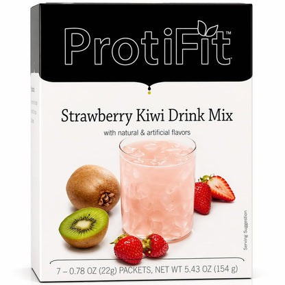 PROTIFIT - High Protein Fruchtgetränkepulver, Erdbeer-Kiwi, 15g Protein, Kalorienarm, Zuckerfrei, 7 Portionen pro Packung