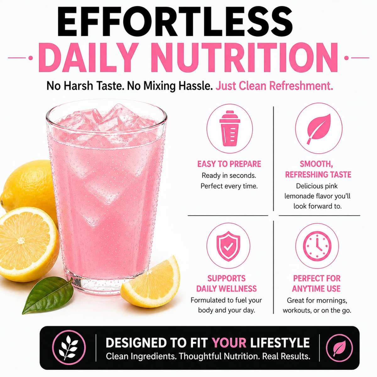ProtiFit High Protein Fruchtgetränkepulver - Pink Lemonade, 15g Protein, Zuckerfrei, Kalorienarm, 7 Portionen
