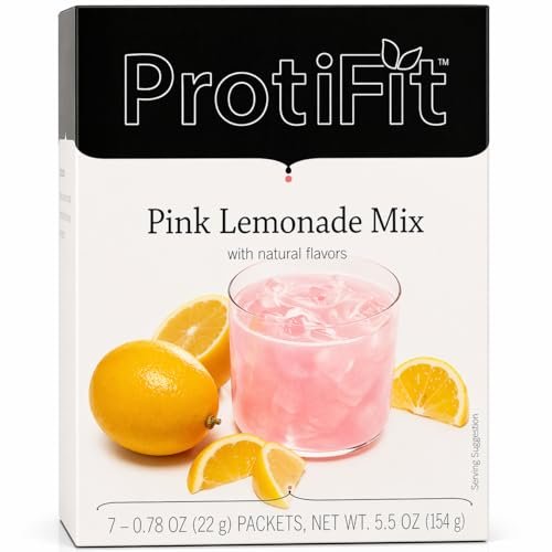 ProtiFit High Protein Fruchtgetränkepulver - Pink Lemonade, 15g Protein, Zuckerfrei, Kalorienarm, 7 Portionen