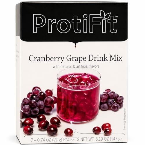 ProtiFit - High Protein Fruchtgetränkepulver, Cranberry Grape, 15g Protein, Kalorienarm, Zuckerfrei, 7 Portionen pro Packung