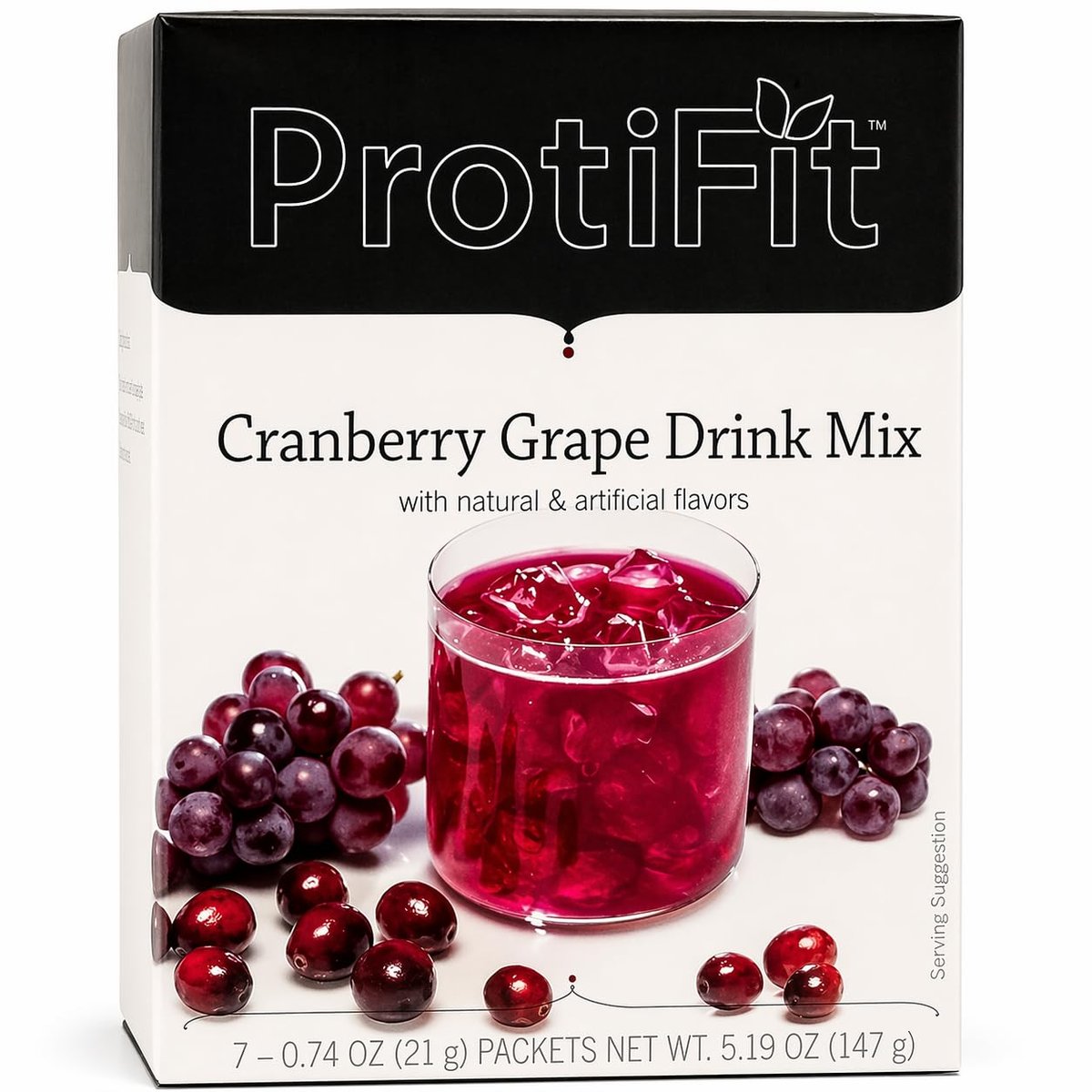 ProtiFit - High Protein Fruchtgetränkepulver, Cranberry Grape, 15g Protein, Kalorienarm, Zuckerfrei, 7 Portionen pro Packung