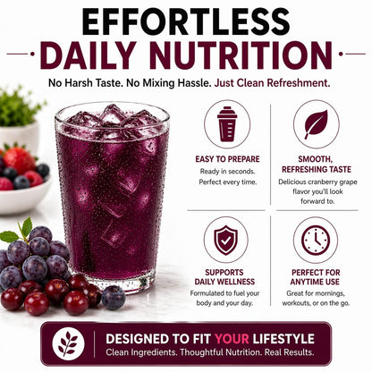 ProtiFit - High Protein Fruchtgetränkepulver, Cranberry Grape, 15g Protein, Kalorienarm, Zuckerfrei, 7 Portionen pro Packung